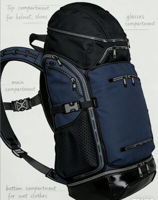 Bolsa Deportiva para Exteriores de Poliéster Resistente al Agua con Tiras Reflectantes y 5 Compartimentos para Gimnasio y Viajes