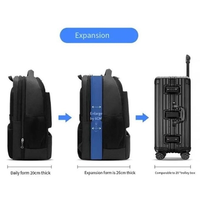 Mochila de viaje negra de nylon a prueba de agua Mochila de computadora para estudiantes de escuela