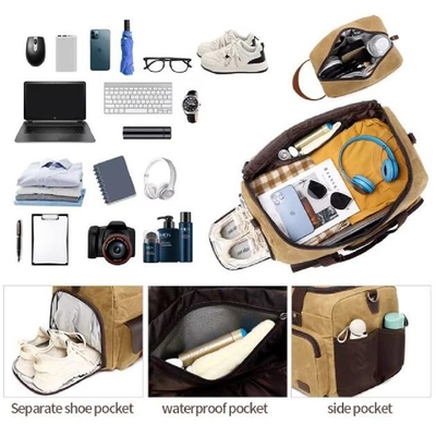 Larga capacidad de prendas de vestir equipaje Duffle de noche gimnasio casual fin de semana deportes lienzo bolsas de duffel