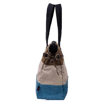 Lona tricolora Tote Handbag para mujer de la raya del ocio